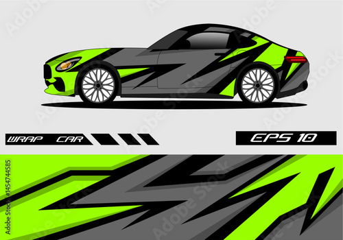 Vibrant Car Wrap Design with Dynamic Patterns and Colors