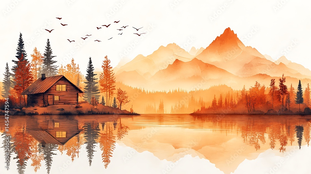 Fototapeta premium Artistic nature illustration with cozy retreat high resolution image