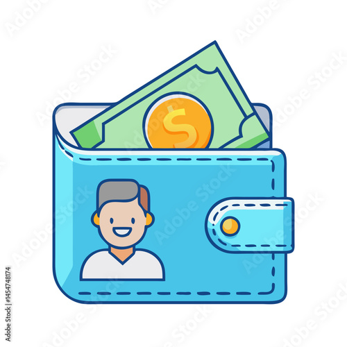 Illustration of wallet with money cash finance currency payment business investment income saving