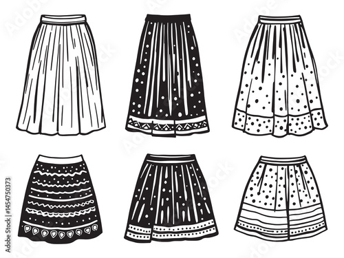 Maxi Skirt line art icon creative chic outline