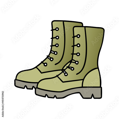 Illustration of army boots military boots combat boots hiking boots work boots footwear