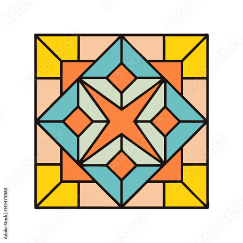 Geometric pattern design with star and diamond shapes for textile and background art decor