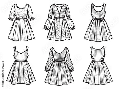 Mesh Dress line art icon modern aesthetic drawing