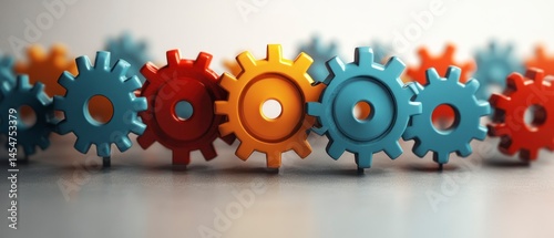 Interlocking gears represent connection, teamwork, and operation within a system.