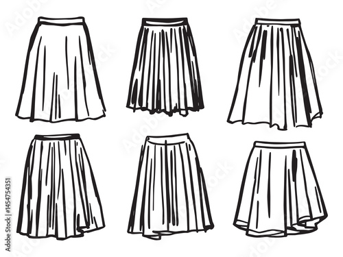 Midi Skirt line art icon modern fashion design illustration