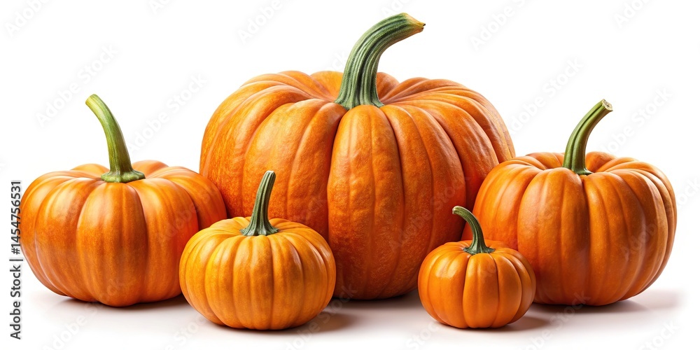 Obraz premium Autumn Halloween Pumpkins White Background