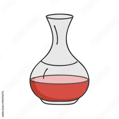 Illustration of a red wine decanter glass carafe for wine tasting and serving purposes design