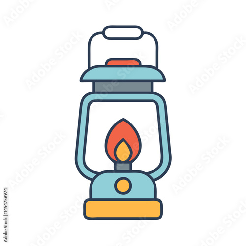 Illustration of a camping lantern light, outdoor lamp, vintage lantern, camping equipment and fire light