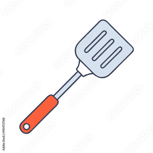 Isolated spatula kitchen utensil for cooking and flipping food in kitchenware and culinary arts