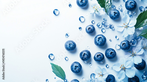 Fresh Blueberries Summer Banner - Clean and Minimalist Design with White Background