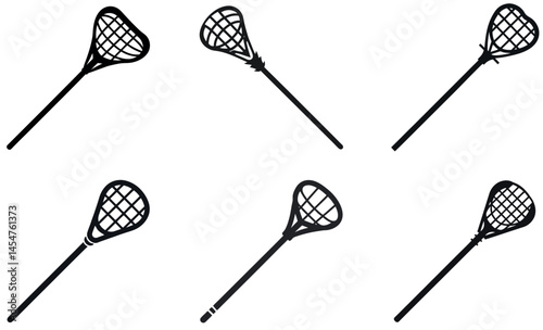 Simple Lacrosse Sticks Silhouettes vector set design