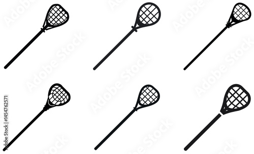 Simple Lacrosse Sticks Silhouettes vector set design