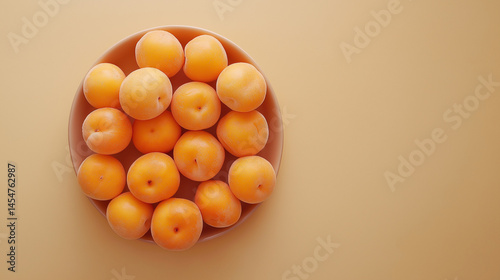 Fresh Peaches Minimalist Summer Banner - Neatly Arranged on Soft Beige Background with Copy Space