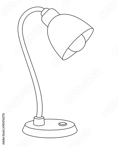 Table lamp on a flexible bracket vector linear image for logo, pictogram or coloring. Outline. Portable table lamp for coloring