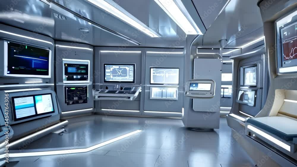Futuristic Technology Control Center Monitoring Room Scene Futuristic Technology Control Center Monitoring Room Scene