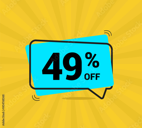49% OFF sale, forty nine percent. Coupon of Discount Price. Discount promotion. Banner for One percent off offers. Yellow and blue Design. Vector illustration.