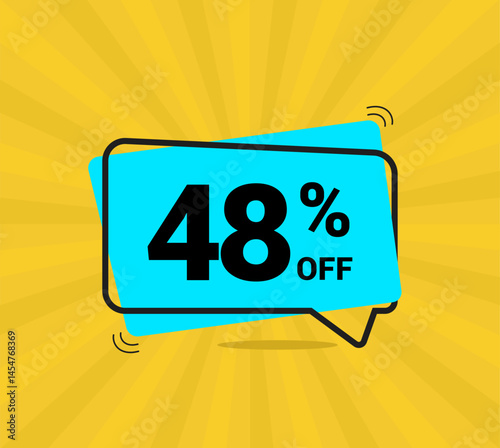 48% OFF sale, forty eight percent. Coupon of Discount Price. Discount promotion. Banner for One percent off offers. Yellow and blue Design. Vector illustration.