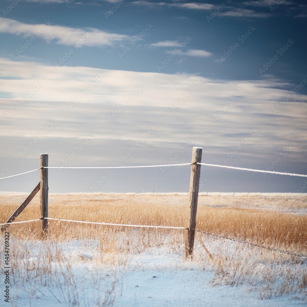 Rustic Wooden Posts Against Icy Horizon Rustic Wooden Posts Against Icy Horizon
