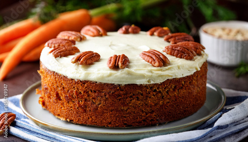 Wallpaper Mural scrumptious carrot cake with cream cheese frosting and pecan toppings Torontodigital.ca