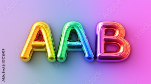 ABA 3d text in rainbow colors on solid rainbow colors background photo