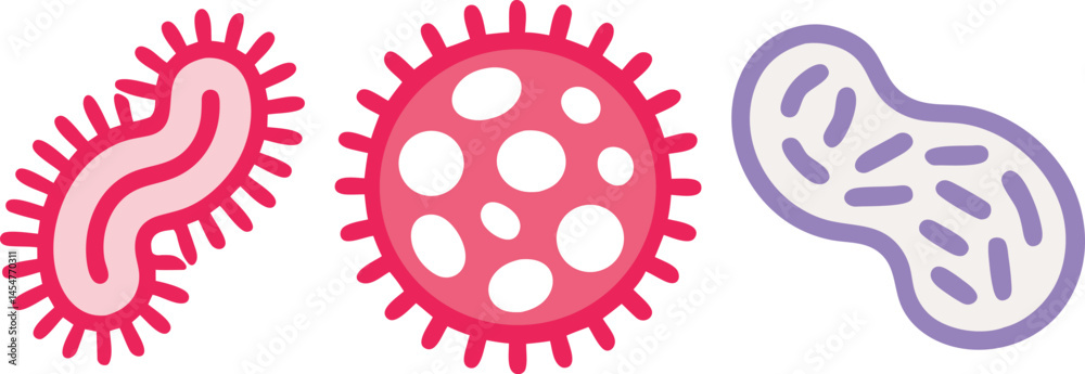 bacteria, virus, microbes and germs icon symbol vector art illustration