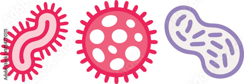 bacteria, virus, microbes and germs icon symbol vector art illustration