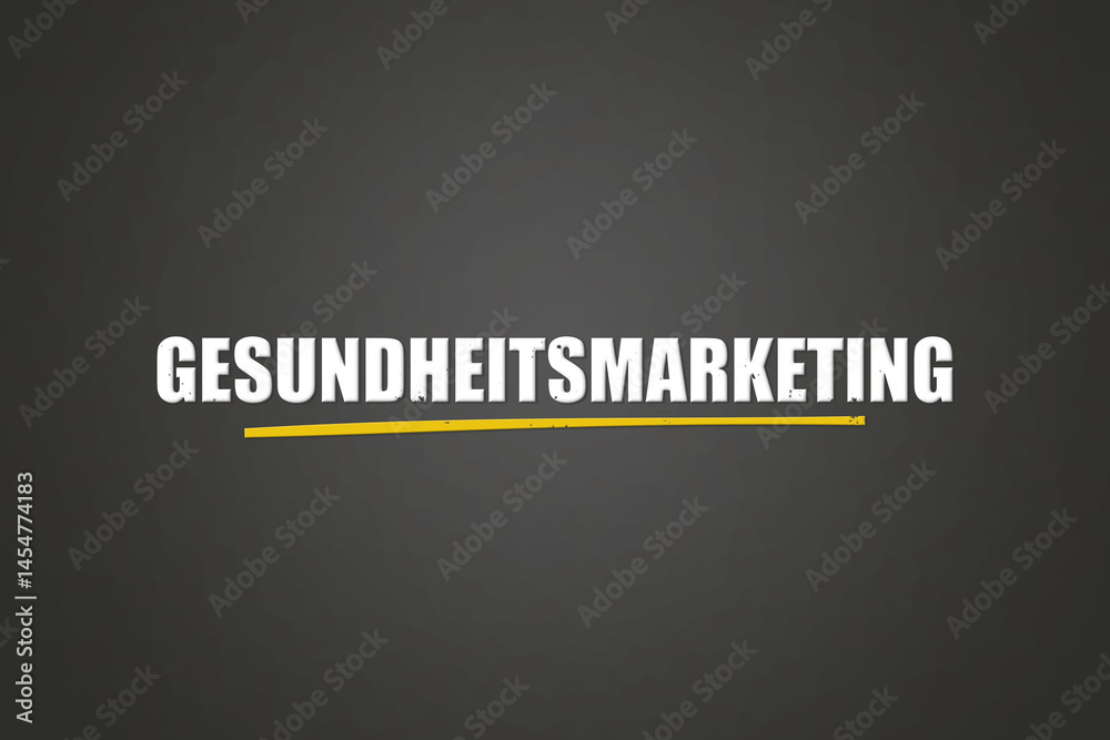 Obraz premium Gesundheitsmarketing (Health Marketing) - A blackboard with white text.