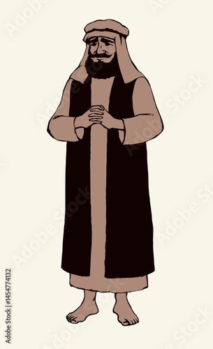 Jewish man in old clothes. Vector drawing