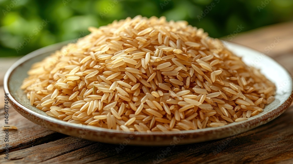 Plate of grains on rustic wooden surface Plate of grains on rustic wooden surface