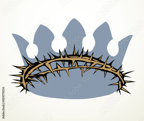 Precious golden crown with thorns. Vector drawing