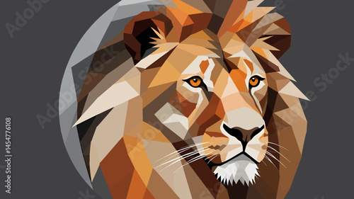 Geometric Lion Portrait Art Print_Abstract Lion Head Design_Modern Animal Illustration_Wildlife Artwork for Home Decor_Unique Lion Art Gift_Geometric Art Prints