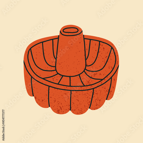 Vector illustration of a round silicon baking dish for a cake. Perfect for recipe blogs, kitchenware catalogs, cooking magazines or bakery product packaging design.