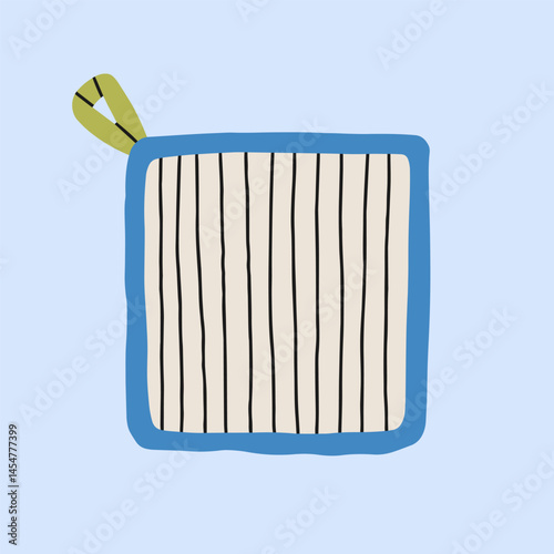Vector illustration of a potholder. For use in kitchen-themed designs, cookbook illustrations,  advertising materials, cooking blogs and prints. Quilted fabric and square shape.
