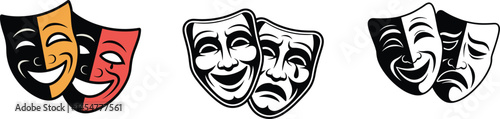 Set of theater mask, vector illustration.