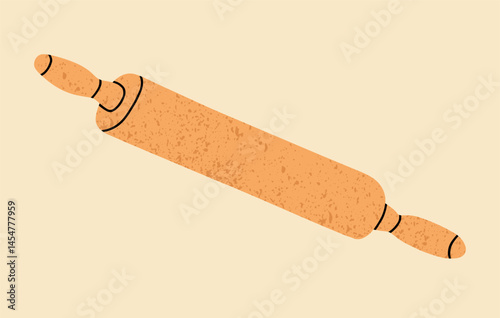 Vector illustration of a classic wooden rolling pin. Good for bakery branding, recipe blogs, cooking school materials or pasta and pastry packaging designs.