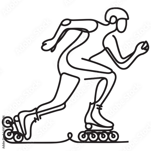 Line Art Illustration of Roller Skating Sport Activity Speed and Movement