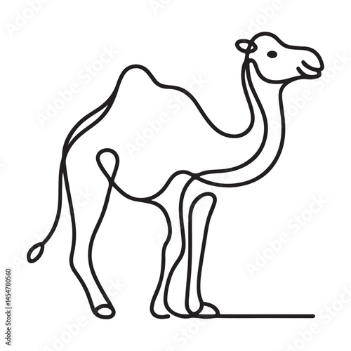 Single line silhouette camel illustration for desert themed designs