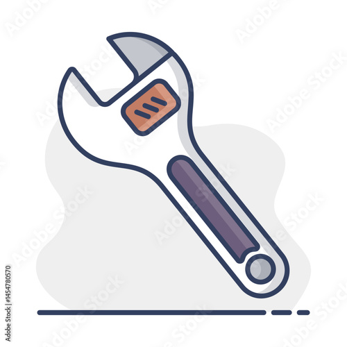 Adjustable spanner vector icon. Construction, repair