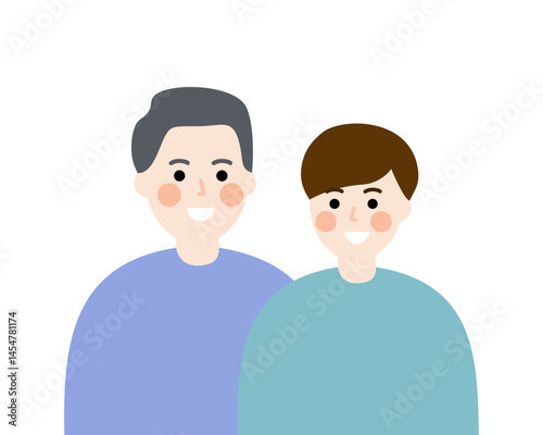 Happy grandfather and grandson portrait. Family, relationship, love, support concepts. Flat people character vector design isolated illustration. 