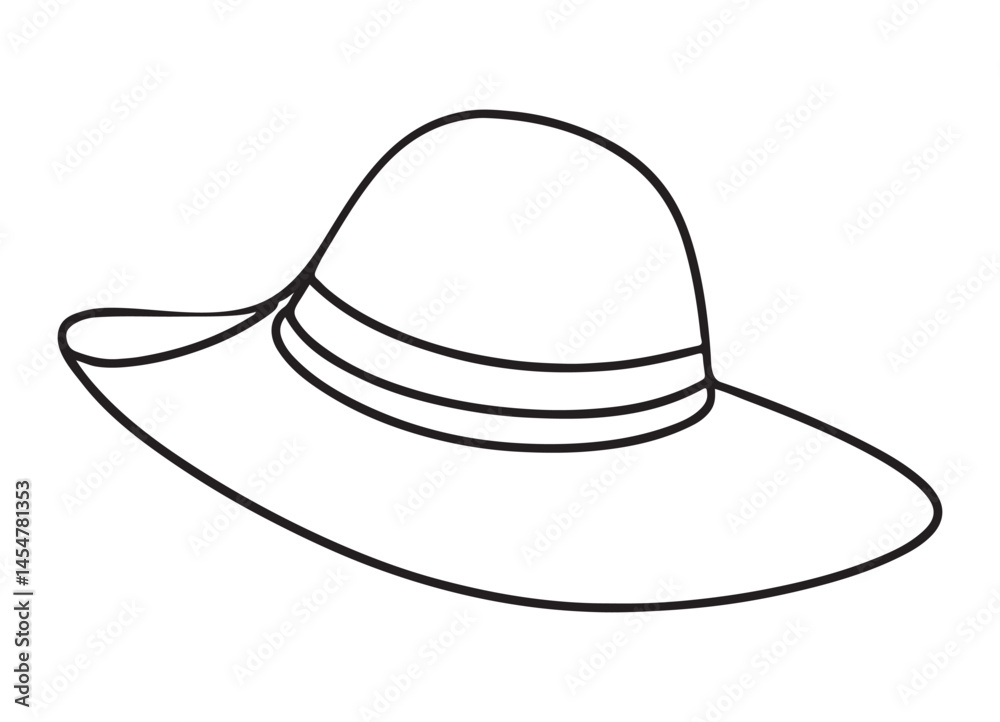 Classic Sun Hat Outline Illustration Fashion Accessory Design Element Classic Sun Hat Outline Illustration Fashion Accessory Design Element