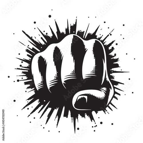 Power Fist Punch Silhouette Symbolic Strength Aggression and Protest