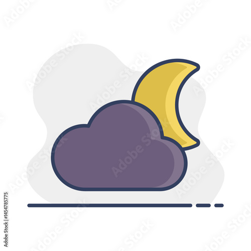 Moon and clouds vector icon. Weather sign