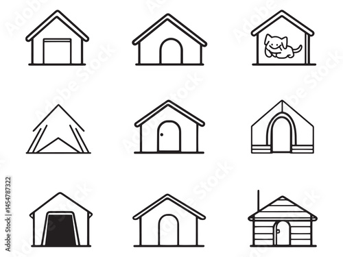 Minimalist Line Art of Homeless Shelter Concept