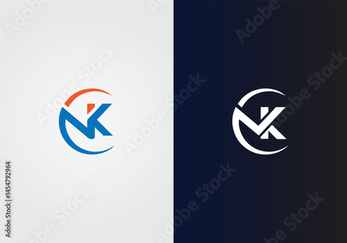 Letter NK Abstract Logo Design Modern Elegant Vector Template.