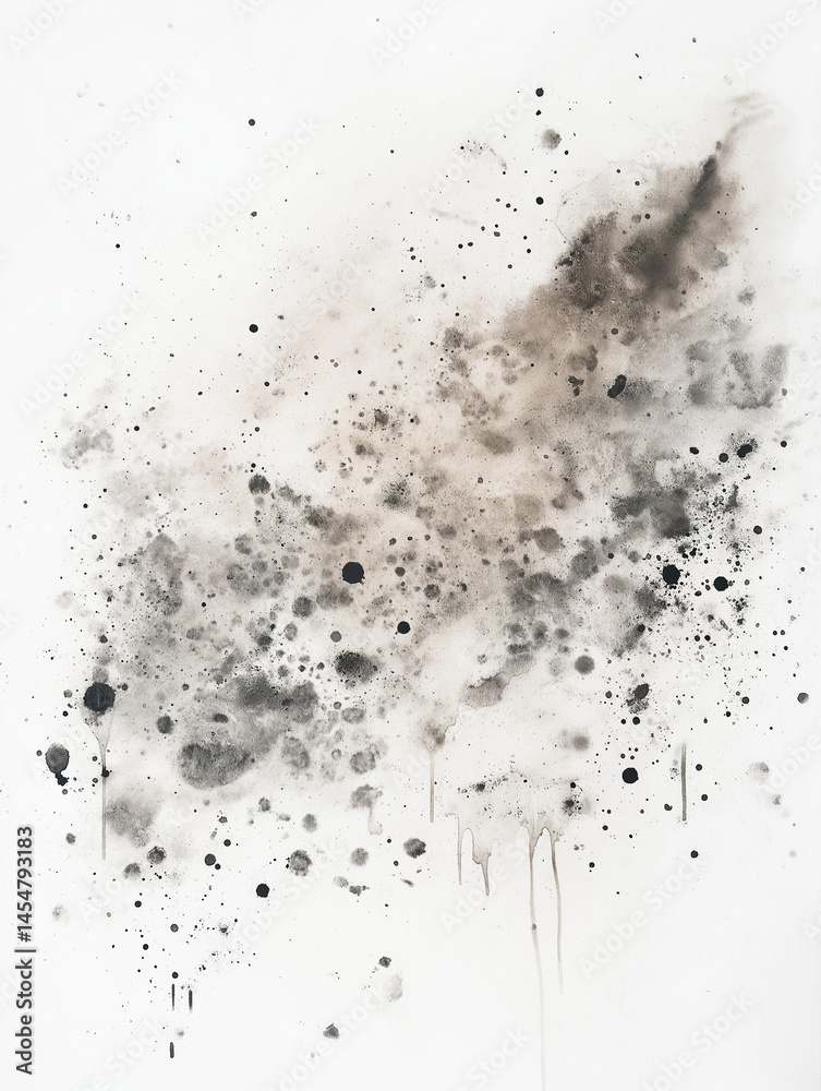 Obraz premium Monochrome Grunge Ink Splatter Texture on White Background