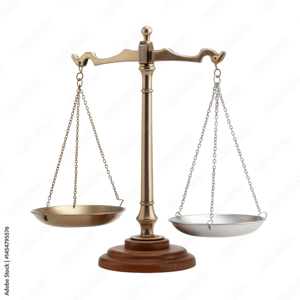 Brass Balance Scale on Wooden Base Brass Balance Scale on Wooden Base