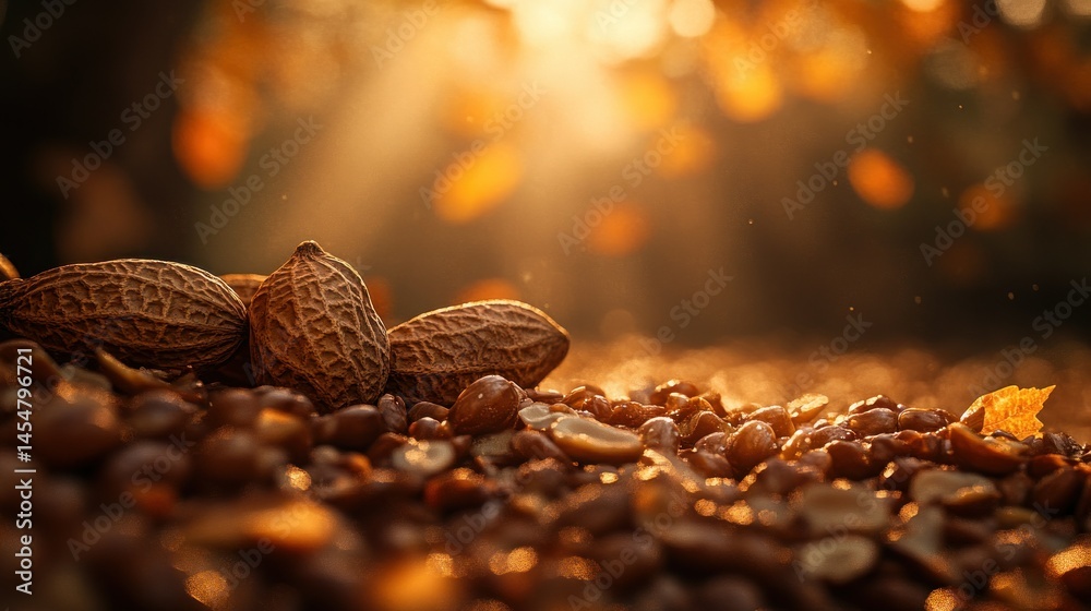 Autumn nuts in golden sunlight Autumn nuts in golden sunlight