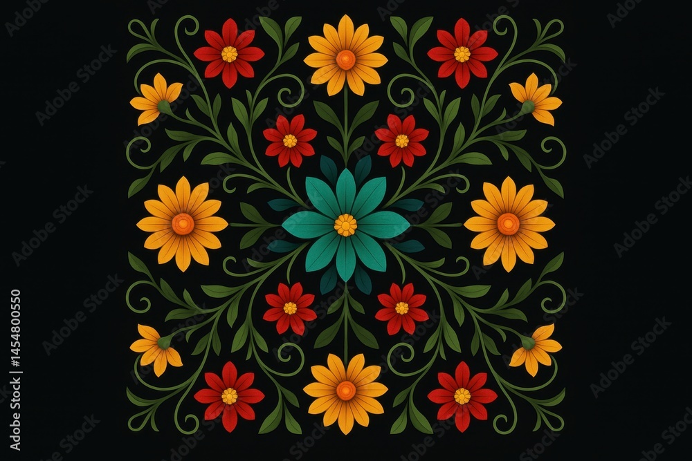 Obraz premium Symmetrical patterns of flowers created by algorithms.