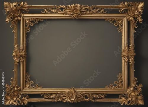 Gilded scroll frame, classic floral motif, antique style, antique, border
