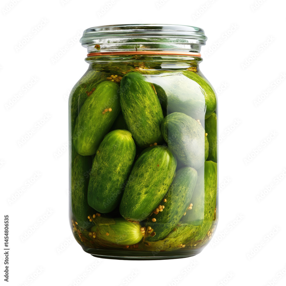 Glass Jar of Pickled Cucumbers with Spices Glass Jar of Pickled Cucumbers with Spices